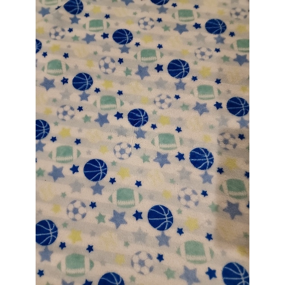 GENTLE STEPS Baby Blanket Plush Lovey Sports Basketball Soccer Blue‎ White Aqua